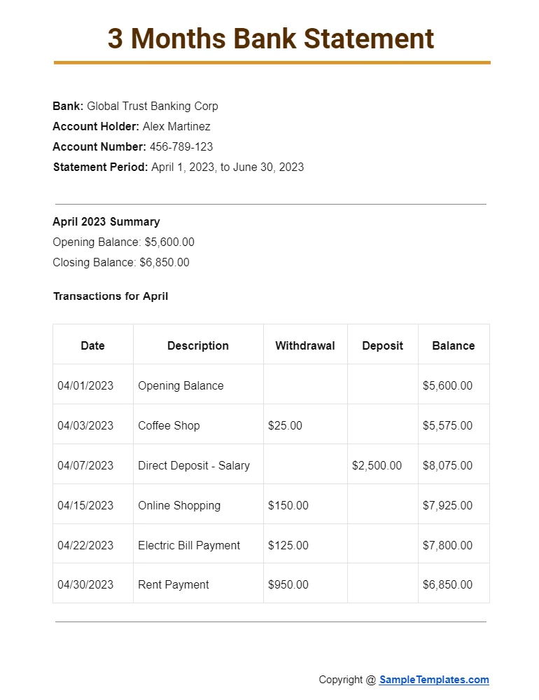 FREE 14+ Sample Bank Statement Templates in Google Sheets, Excel, PDF