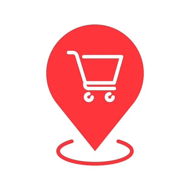 Premium Vector | Grocery store pin icon Shopping location icon in red
