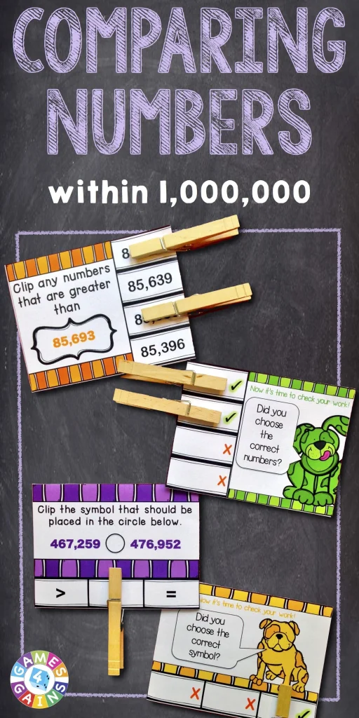 Comparing and Ordering Whole Numbers Place Value Task Cards to Hundred