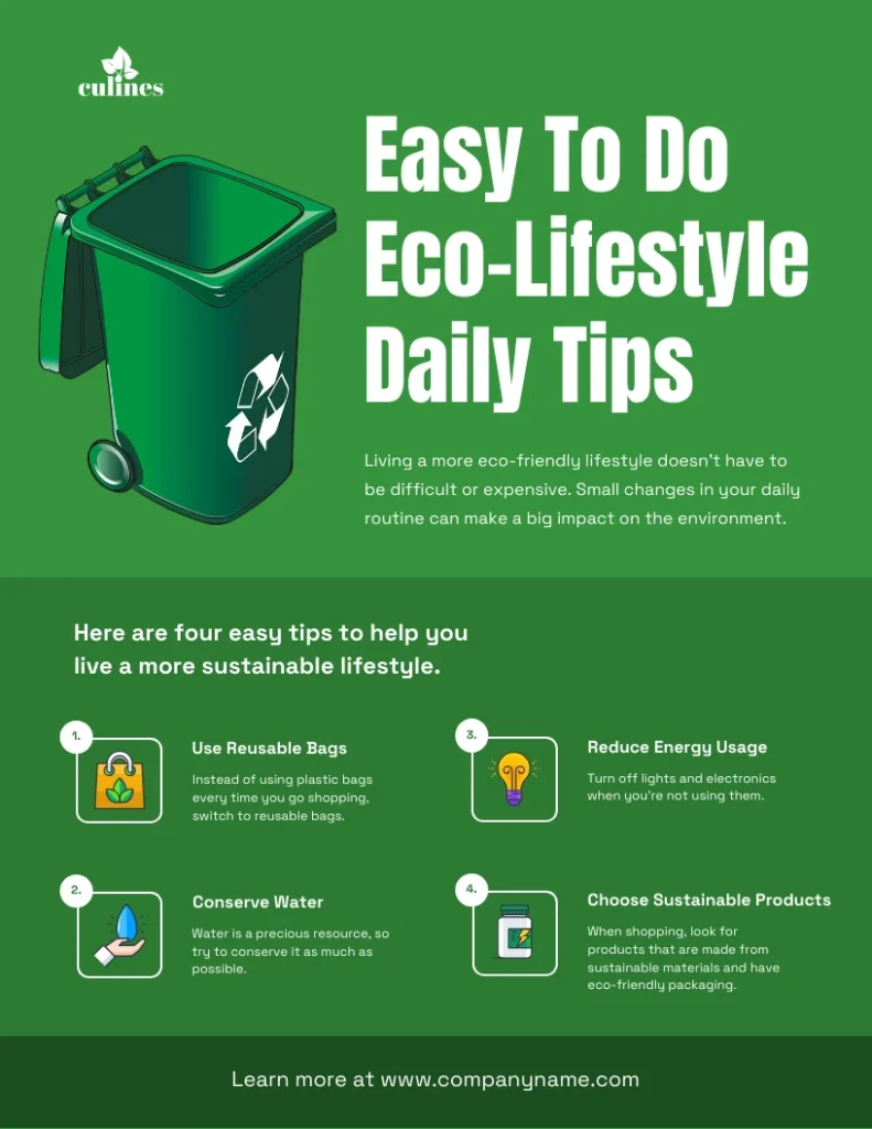 Green Eco-Lifestyle Daily Tips Poster - Venngage