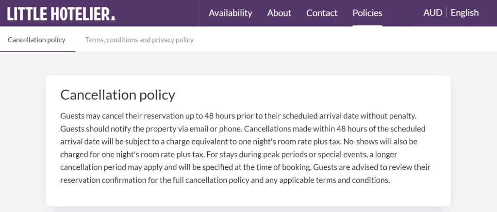 Aloft Hotel Booking Cancellation Policy
