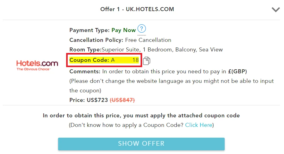 Hotel Booking Coupon Codes