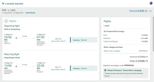 Cathay Pacific Airways Flight Booking Process