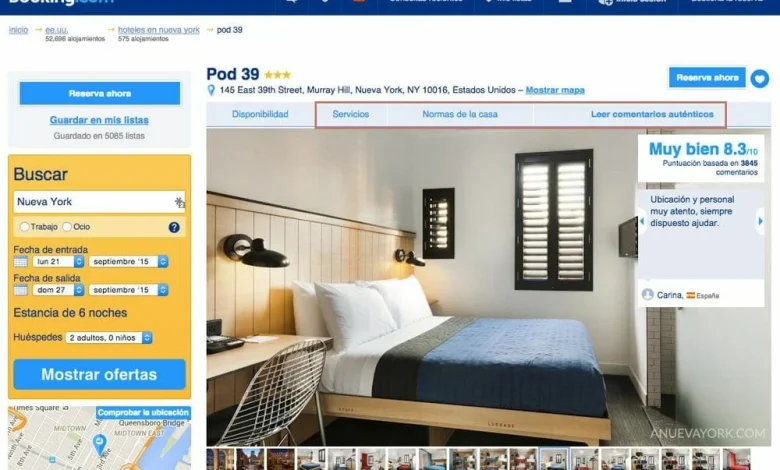Hotel Pod 39 Booking Process